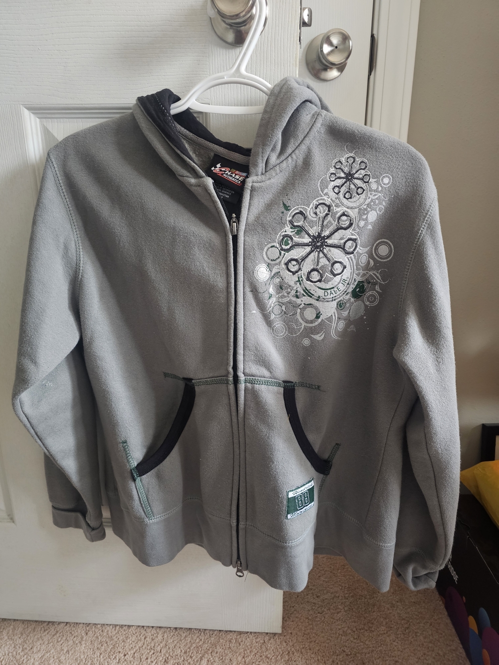 Dale Jr Grey Hooded Zip-Up Fleece Jacket